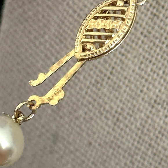 14K Yellow Gold Genuine Real 7MM Cream Pearls Hand Knotted Strand Necklace 18" - Picture 14 of 14